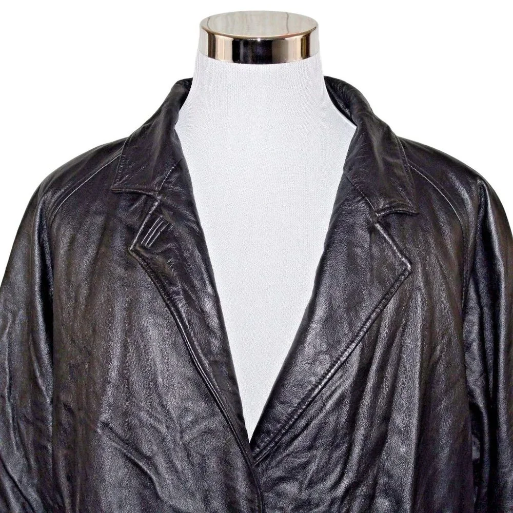Wilson's Thinsulate 3M XL Insulated 3 Button Snap Black 100% Leather Jacket Coat - Picture 7 of 11